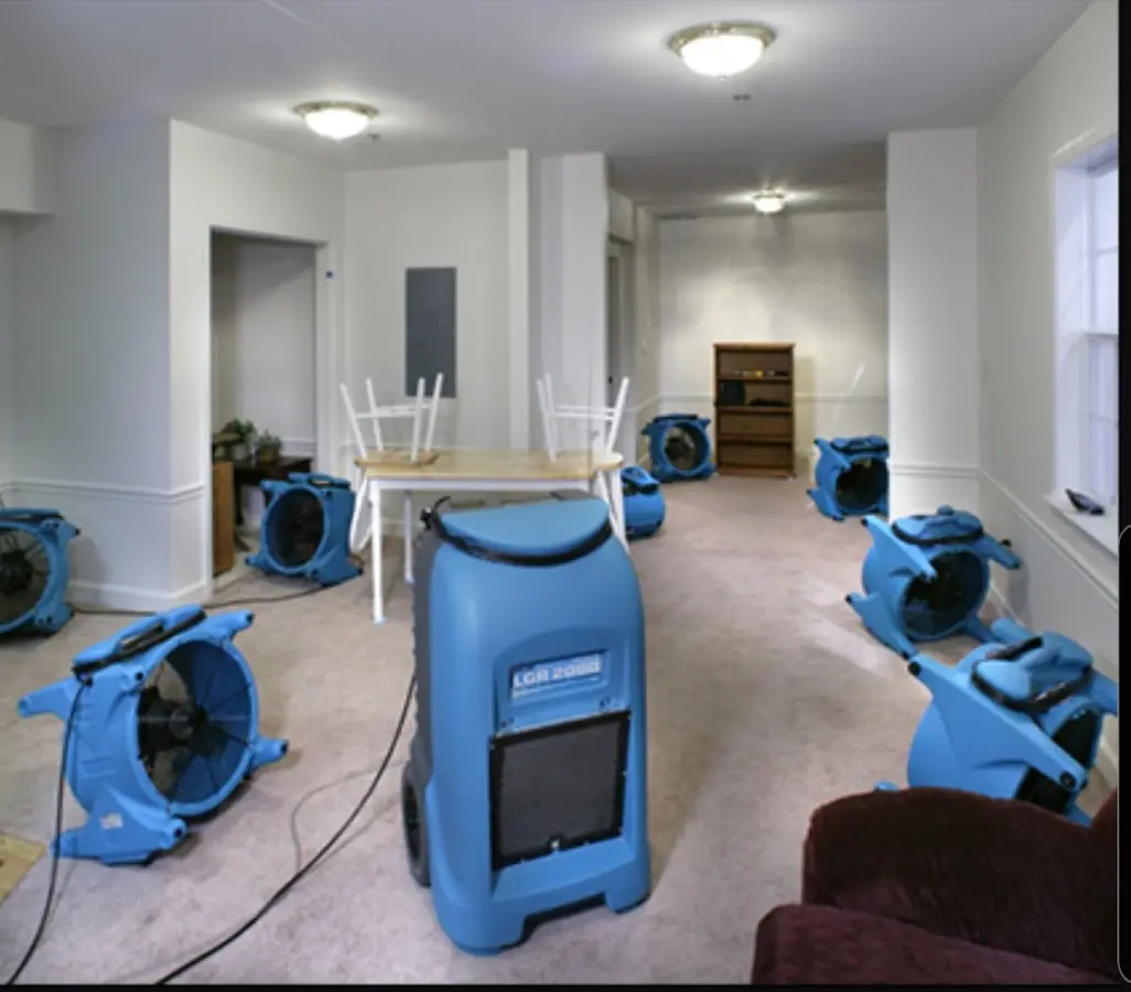 Air movers and dehumidifier setup for Water Extraction & Removal in Taylor